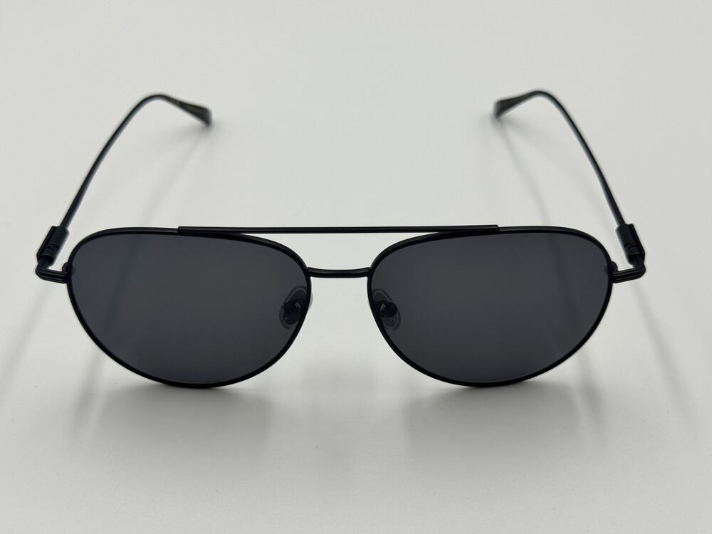 Salvatore Ferragamo SF308S 002 Aviator Sunglasses Black Grey 61mm NWT